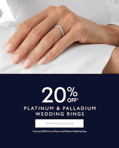 20% Off Platinum and Palladium Wedding Rings - Shop The Collection - *Use the Code WED20 at Checkout image
