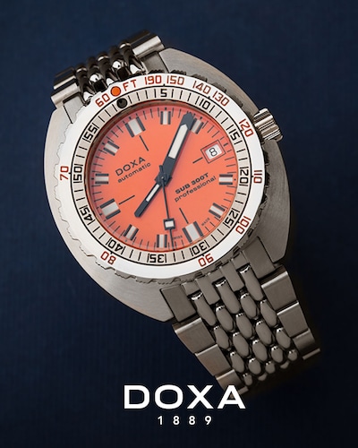Doxa logo with a watch image