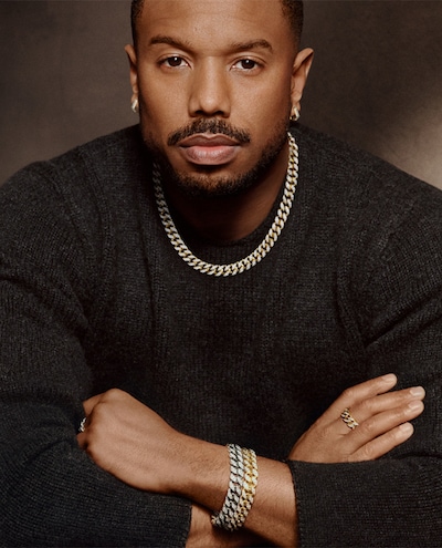 Michael B Jordan in David Yurman campaign wearing jewellery. Tap to shop image