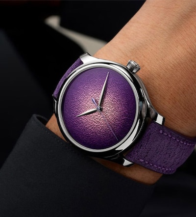 H. Moser watch with purple dial. Tap to shop all H.Moser & Cie watches image
