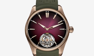H. Moser & Cie red dial Pioneer watch. Tap to shop pioneer collection image