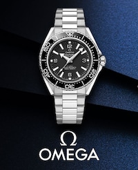 Image of omega watch on blue background - tap to shop all omega image
