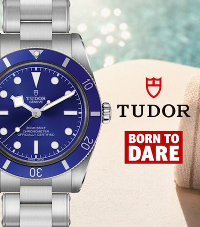 Tudor Black Bay 54, “Sapphire Blue” watch with Tudor and Born To Dare logo. image