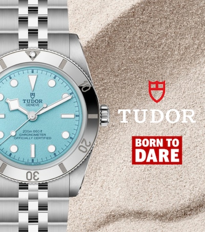 Tudor Black Bay 54, Lagoon Blue Watch with Tudor and Born To Dare logo image